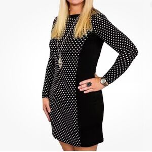 EUC Michael Kors Black & White Polka Dot Long Sleeve Dress
